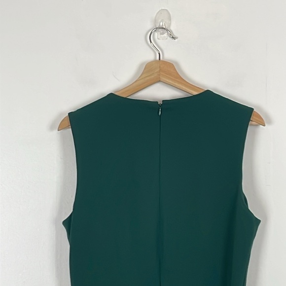 Calvin Klein Sleeveless Pleated Womens 10 Zip Back Belted Green Fit Flare Dress - Picture 6 of 9